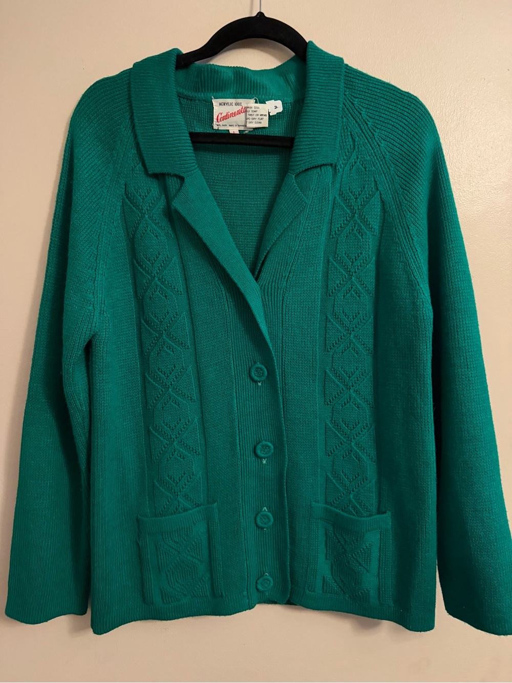 Vintage Green Knit Button-Up Sweater Cardigan